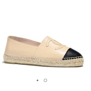Chanel Lambskin Espadrilles (Beige & Black)